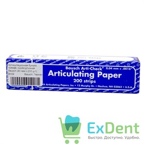 Артикуляционная бумага прямая, синяя длинная Bausch (40 мкм х 200 шт) 18128