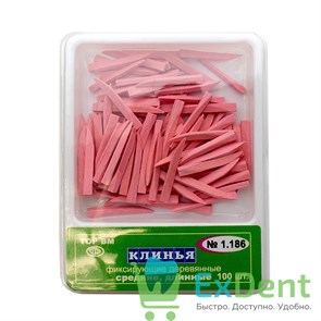 Клинья фиксирующие деревянные средние, длинные, красные (100 шт) 13637