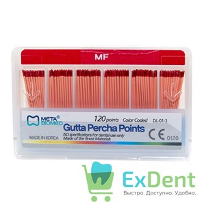 Гуттаперчевые штифты MF Meta - для пломбирования корневых каналов (120 шт) 16543