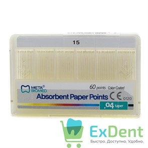 Бумажные штифты 04 №15 Meta - для удаления влаги в канале (60 шт) 19735