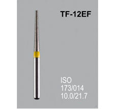 Боры алмазные Mani TF-12EF 173/016 FG - конусообразный, плоский кончик, желтый (5 шт) 20929
