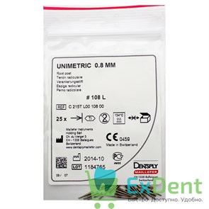 Штифты титановые конические Unimetric 108 L белые, конусность 0.8, (25 шт) 15580