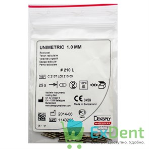 Штифты титановые конические Unimetric 210 L зеленые, конусность 1, (25 шт) 15585