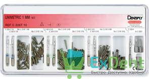 Штифты титановые конические Unimetric набор 1,0 мм (120 штифтов, 7 дрилей, 3 ключа) 13919