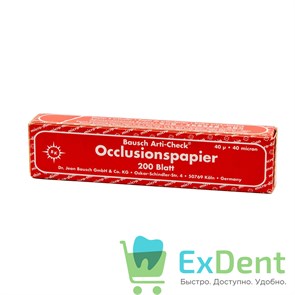 Артикуляционная бумага прямая, красная Bausch (40 мкм х 200 шт) 18125