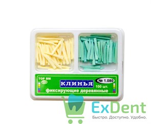 Клинья фиксирующие деревянные набор, 2-х типов (100 шт) 17678