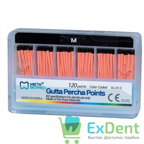 Гуттаперчевые штифты М Meta - для пломбирования корневых каналов (120 шт) 19220
