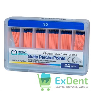 Гуттаперчевые штифты 04 №30 Meta - для пломбирования корневых каналов (60 шт) 14263
