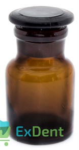 Емкость стеклянная для жидкостей с крышкой, круглая, коричневая (60 мл) 13729