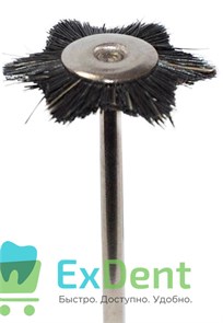 Щетка звездочка натуральная щетина, жесткая, черная (22 мм) 19310