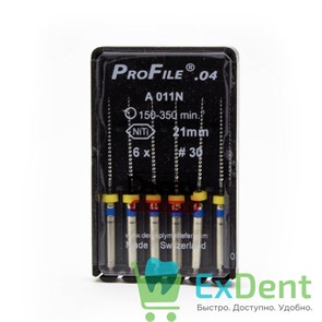 ProFile (ПроФайл) 04 №30, 21 мм, Dentsply, машинный каналорасширитель (6 шт) 15991