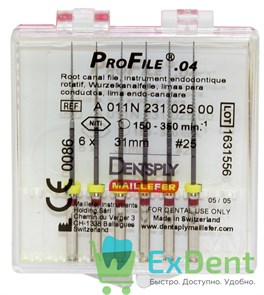 ProFile (ПроФайл) 04 №25, 31 мм, Dentsply, машинный каналорасширитель (6 шт) 20939
