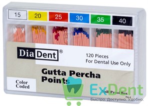 Гуттаперчевые штифты 02 №15-40 DiaDent для пломбирования корневых каналов (120 шт) 19753