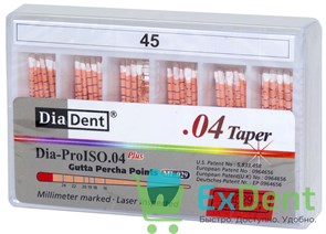 Гуттаперчевые штифты 04 №45 DiaDent для пломбирования корневых каналов (60 шт) 20696