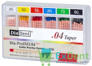 Гуттаперчевые штифты 04 №45-80 DiaDent для пломбирования корневых каналов (60 шт) 14274