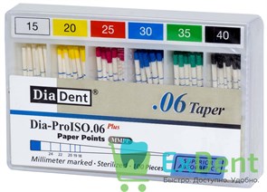 Бумажные штифты 06 №15-40 DiaDent для удаления влаги в канале (100 шт) 19726