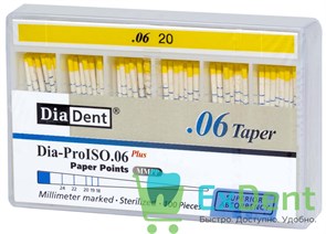 Бумажные штифты 06 №20 DiaDent для удаления влаги в канале (100 шт) 19724