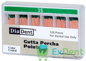 Гуттаперчевые штифты 02 №35 DiaDent для пломбирования корневых каналов (120 шт) 19755