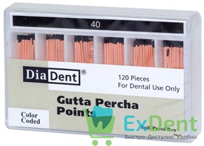Гуттаперчевые штифты 02 №40 DiaDent для пломбирования корневых каналов (120 шт) 19756
