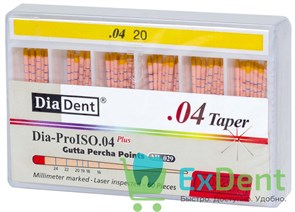 Гуттаперчевые штифты 04 №20 DiaDent для пломбирования корневых каналов (60 шт) 14233