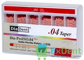Гуттаперчевые штифты 04 №25 DiaDent для пломбирования корневых каналов (60 шт) 14234