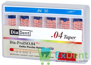 Гуттаперчевые штифты 04 №30 DiaDent для пломбирования корневых каналов (60 шт) 14235
