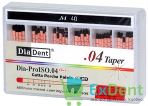 Гуттаперчевые штифты 04 №40 DiaDent для пломбирования корневых каналов (60 шт) 14237