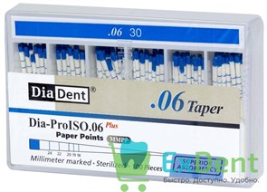 Бумажные штифты 06 №30 DiaDent для удаления влаги в канале (100 шт) 19722