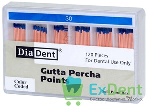 Гуттаперчевые штифты 02 №30 DiaDent для пломбирования корневых каналов (120 шт) 19754