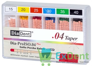 Гуттаперчевые штифты 04 №15-40 DiaDent для пломбирования корневых каналов (60 шт) 14416