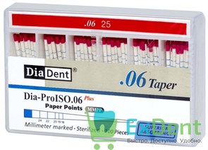 Бумажные штифты 06 №25 DiaDent для удаления влаги в канале (100 шт) 19723