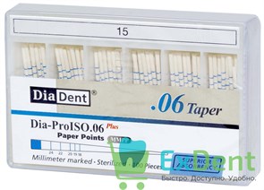 Бумажные штифты 06 №15 DiaDent для удаления влаги в канале (100 шт) 19725