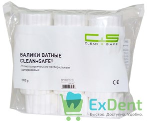 Валики ватные №2 Clean Safe, диаметр 10 мм - для применения в стоматологии (600 шт) 12742