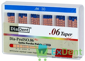 Гуттаперчевые штифты 06 №30 DiaDent для пломбирования корневых каналов (60 шт) 14242