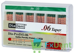Гуттаперчевые штифты 06 №35 DiaDent для пломбирования корневых каналов (60 шт) 14243