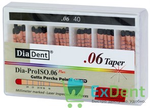Гуттаперчевые штифты 06 №40 DiaDent для пломбирования корневых каналов (60 шт) 14244