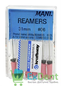 Reamers №6, 31 мм, Mani, каналорасширитель (дрильбор) ручной (6 шт) 17410