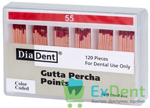 Гуттаперчевые штифты 02 №55 DiaDent для пломбирования корневых каналов (120 шт) 14228