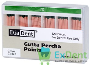 Гуттаперчевые штифты 02 №70 DiaDent для пломбирования корневых каналов (120 шт) 14230