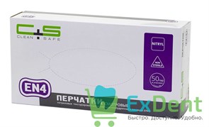 Перчатки Clean safe M, EN4 нитриловые, на пальцах текстурированные, неопудренные (100 шт) 13235