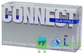 Перчатки Connect blue L, нитриловые, неопудренные, нестерильные, смотровые (100 шт) 12809