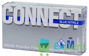 Перчатки Connect blue M, нитриловые, неопудренные, нестерильные, смотровые (100 шт) 12801