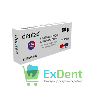 Артикуляционная бумага прямая, синяя / красная Dentac (80 мкм х 144 шт) 22126