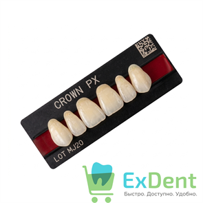 Гарнитур фронтальных зубов  Crown PX - верхние, цвет A2 фасон S42S, композитные трехслойные (6шт) 18701