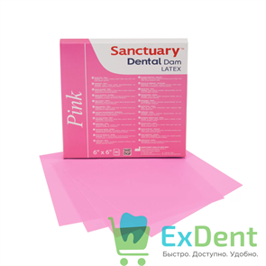 Резиновые завесы Dental Dams розовые, средние, 0,20 м (152 х 152 мм) - листы латексные, мята (36 шт) 19971