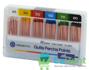 Гуттаперчевые штифты 06 №45-80 Meta - для пломбирования корневых каналов (60 шт) 14272