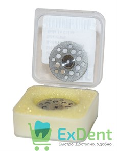 Диск алмазный двухсторонний, для контурирования керамики, перфорированный (30мкм, d22 мм) 19374