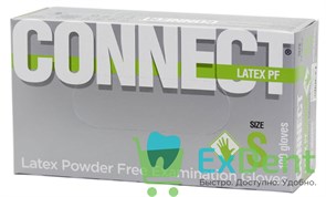 Перчатки Connect white S, латексные, неопудренные, нестерильные, смотровые (100 шт) 12541