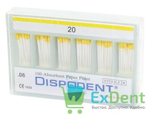 Бумажные штифты 06 №20 Dispodent для удаления влаги в канале (100 шт) 19162