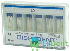Бумажные штифты 04 №30 Dispodent для удаления влаги в канале (100 шт) 16888